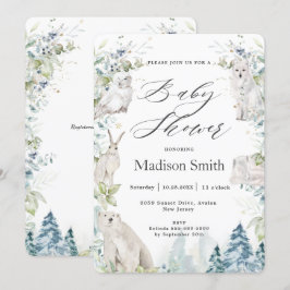 北極動物 – 冬の高山の赤ちゃんシャワーニュートラル   招待状