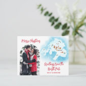 北極図解入りの、写真付きのの地図ユニーク写真クリスマス シーズンポストカード (スタンド正面)