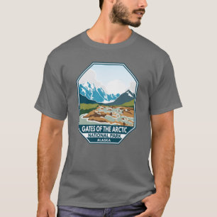 北極国立公園のゲートレトロエンブレム Tシャツ