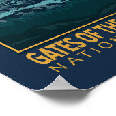 北極国立公園のゲートヴィンテージエンブレム ポスター (角)