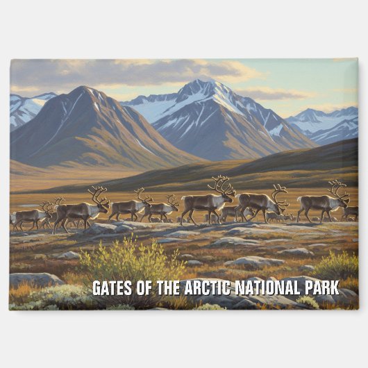 北極国立公園の門のカリブー マグネット (正面)