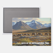 北極国立公園の門のカリブー マグネット (正面/裏面)