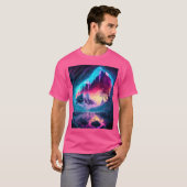 北極圏とMaのオーロラボレリスと氷の洞窟 Tシャツ (正面フル)