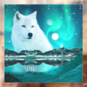 北極圏のオオカミと北極光を持つ幻想的な夜 ウィンドウサイン (シート2)