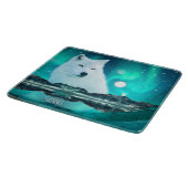 北極圏のオオカミと北極光を持つ幻想的な夜 カッティングボード (角)