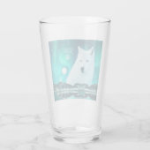 北極圏のオオカミと北極光を持つ幻想的な夜 タンブラーグラス (裏面)