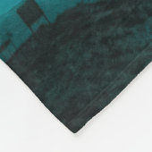 北極圏のオオカミと北極光を持つ幻想的な夜 フリースブランケット (角)