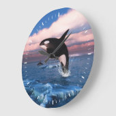 北極圏のキラークジラの海 ラージ壁時計 (傾斜)