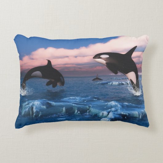 北極圏のシャチ海 アクセントクッション (正面)