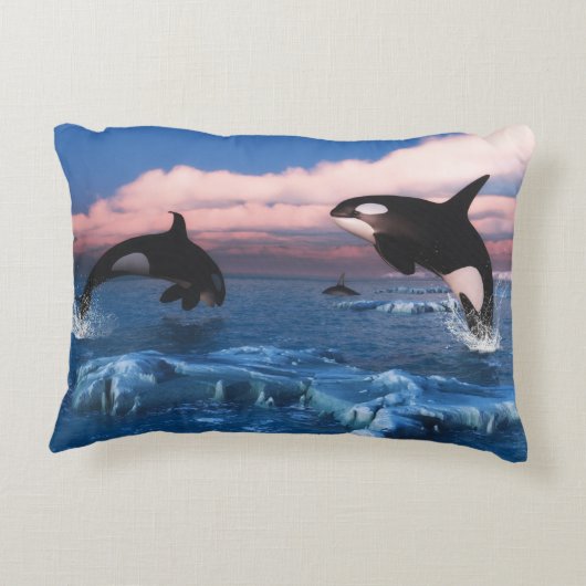 北極圏のシャチ海 アクセントクッション (裏面)