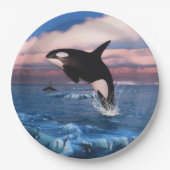 北極圏のシャチ海 ペーパープレート (正面)