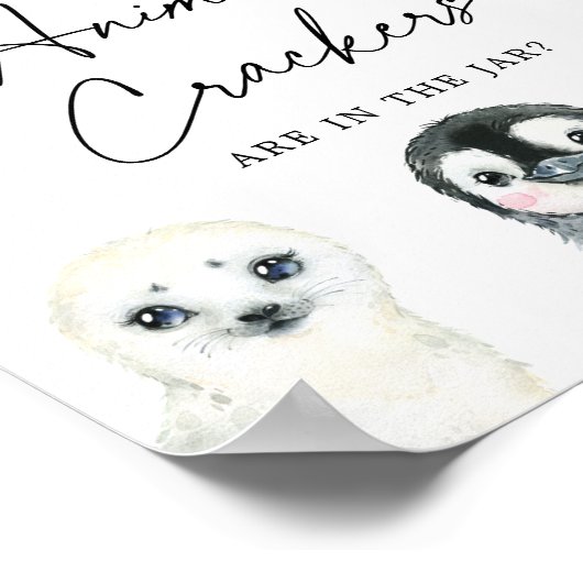 北極圏の動物が、クラッカーの数を推測する ポスター (角)