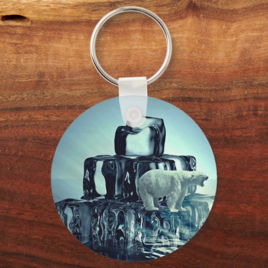 北極圏の北極熊救惑星に独自のスローガンを追加 キーホルダー (正面)