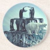 北極圏の北極熊救惑星に独自のスローガンを追加 コースター (正面)