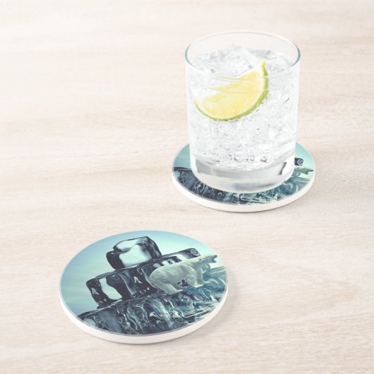 北極圏の北極熊救惑星に独自のスローガンを追加 コースター (側面)