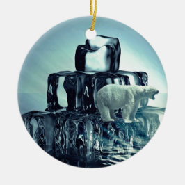 北極圏の北極熊救惑星に独自のスローガンを追加 セラミックオーナメント