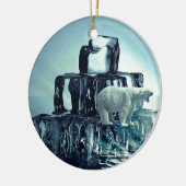 北極圏の北極熊救惑星に独自のスローガンを追加 セラミックオーナメント (左)