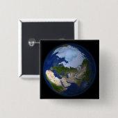 北極圏を示す全地球 缶バッジ (正面&裏面)