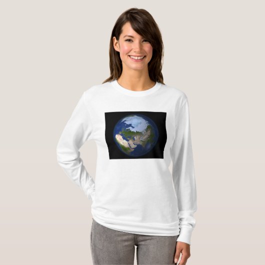 北極圏を示す全地球 Tシャツ (正面フル)