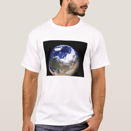 北極圏を示す地球の眺め Tシャツ (正面)