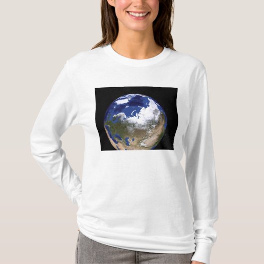 北極圏を示す地球の眺め Tシャツ (正面)