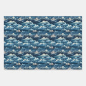 北極圏オーロラ探検隊:氷の冒険デザイン ラッピングペーパーシート (正面3)