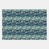 北極圏オーロラ探検隊:氷の冒険デザイン ラッピングペーパーシート (正面2)