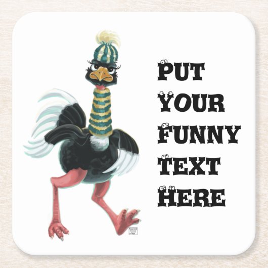 北極圏ダチョウ走 スクエアペーパーコースター (正面)