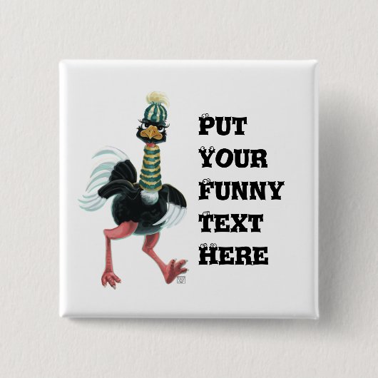 北極圏ダチョウ走 缶バッジ (正面)