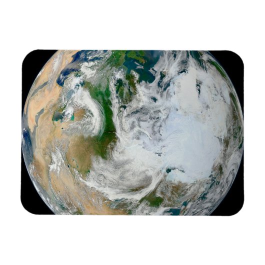 北極圏、ヨーロッパ、アジアを示す地球。 マグネット (横)