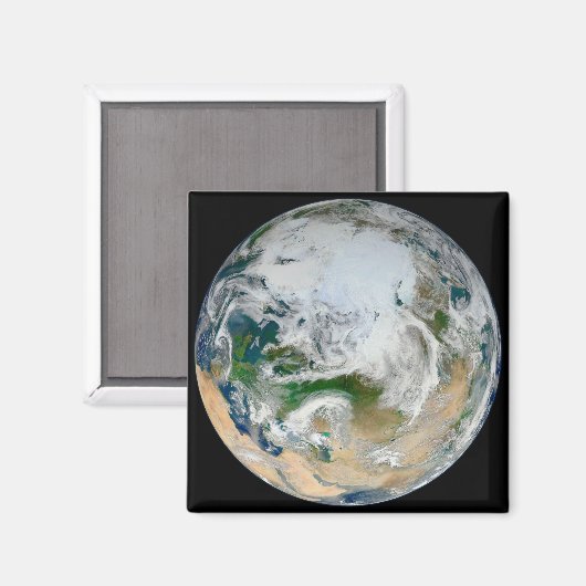 北極圏、ヨーロッパ、アジアを示す地球。 マグネット (正面/裏面)