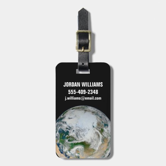 北極圏、ヨーロッパ、アジアを示す地球。 ラゲッジタグ (正面縦)