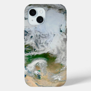 北極圏、ヨーロッパ、アジアを示す地球。 iPhone 15ケース