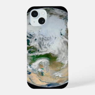 北極圏、ヨーロッパ、アジアを示す地球。 iPhone 15ケース