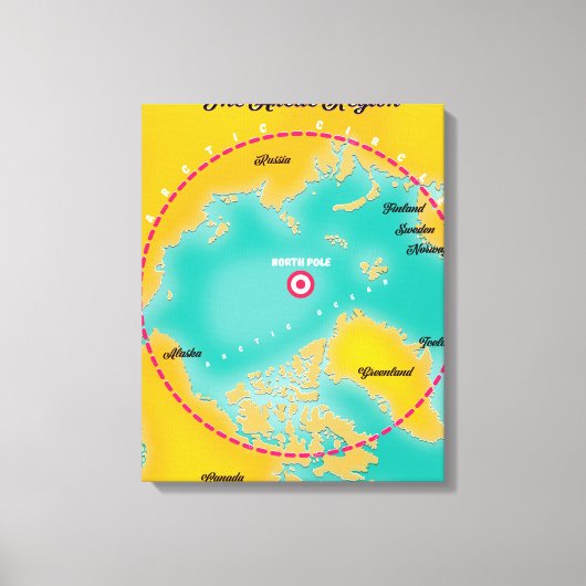 北極地図 キャンバスプリント (正面)