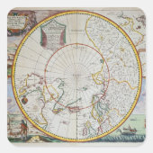 北極地図 スクエアシール (正面)