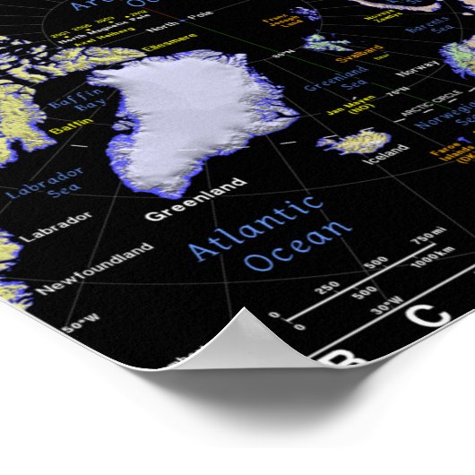 北極地図 ポスター (角)