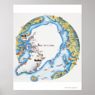北極地図 ポスター