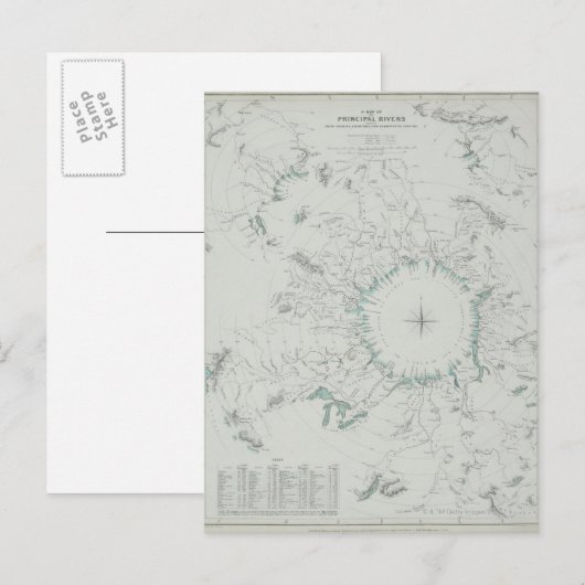 北極地図 ポストカード (正面/裏面)