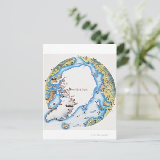 北極地図 ポストカード (スタンド正面)