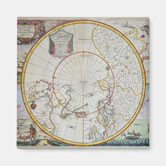 北極地図 マグネット (正面)