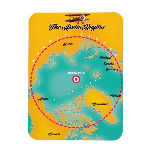 北極地図 マグネット (縦)