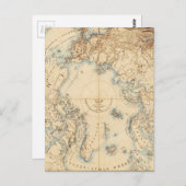 北極地域と隣接地域の地図（1855年） ポストカード (正面/裏面)