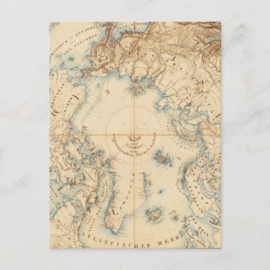 北極地域と隣接地域の地図（1855年） ポストカード (正面)