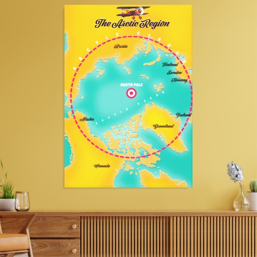北極域北極地図 キャンバスプリント (インサイチュ (リビング))