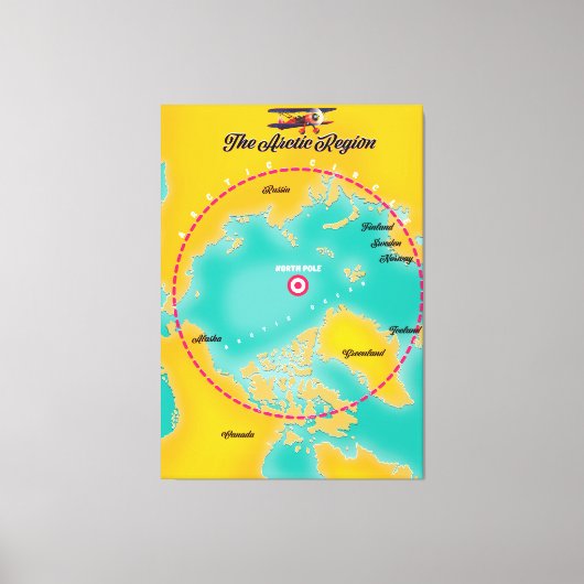 北極域北極地図 キャンバスプリント (正面)