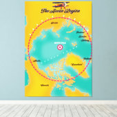 北極域北極地図 キャンバスプリント (インサイチュ (ウッドフロア))