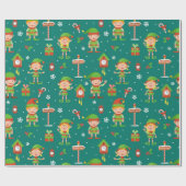 北極小妖精や小人クリスマスパターン ラッピングペーパー (フラット)