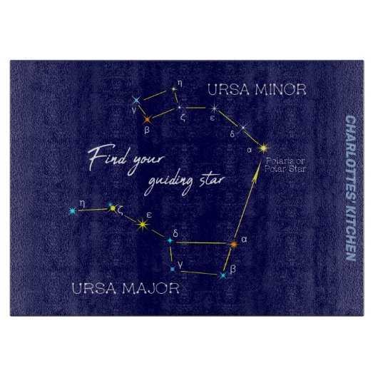 北極星を見つける北半球 カッティングボード (正面)