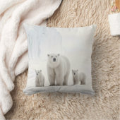 北極極熊ファミリー クッション (ブランケット)